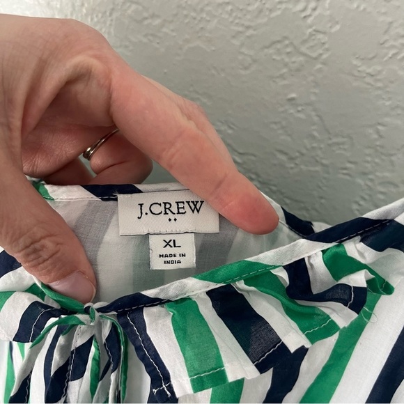 J. Crew Dress Women's XL Factory Striped Ruffle Tiered Midi Beachy AY343 - Picture 5 of 9